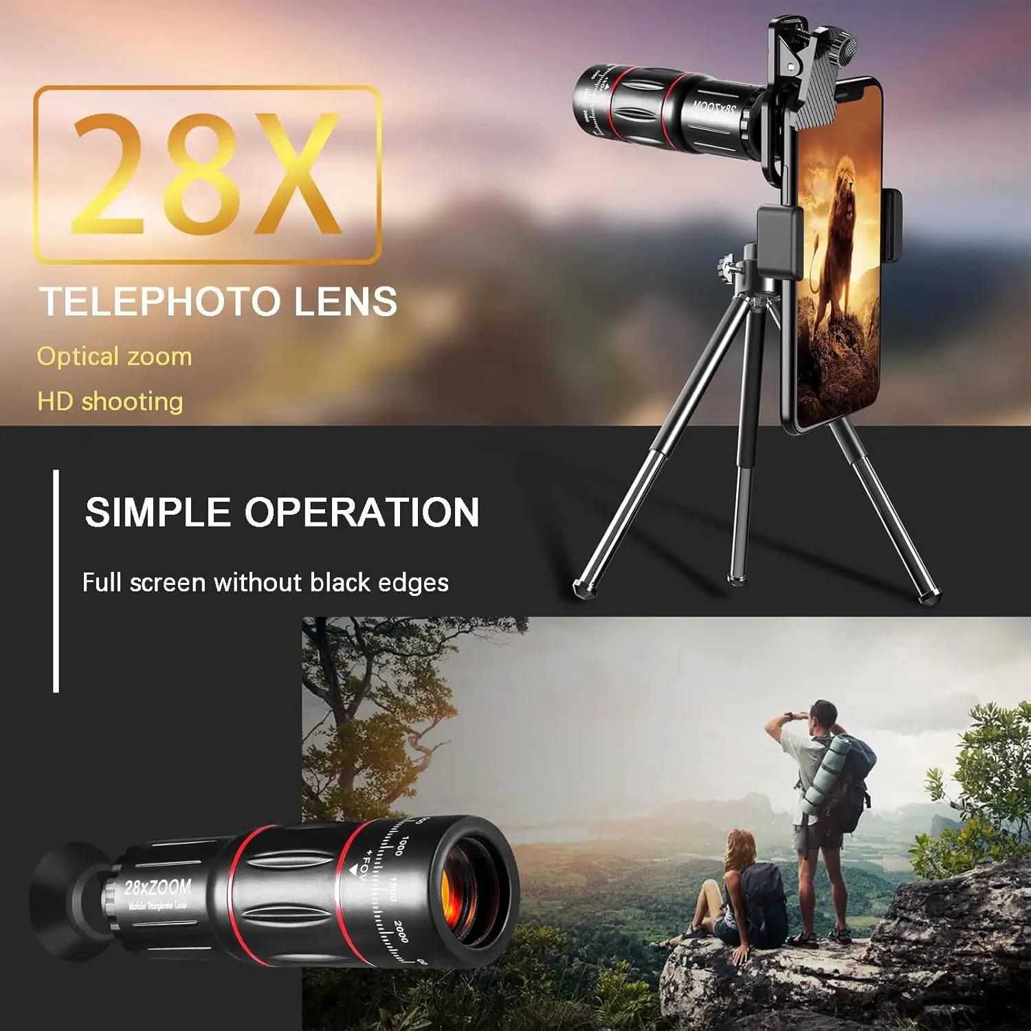 BNIFI Phone Camera Lens Kit Upgraded Version Telephoto 28X Wide Angle 0.6X Macro 20X Fisheye 198° - 71C5ygrDJL._AC_SL1500_